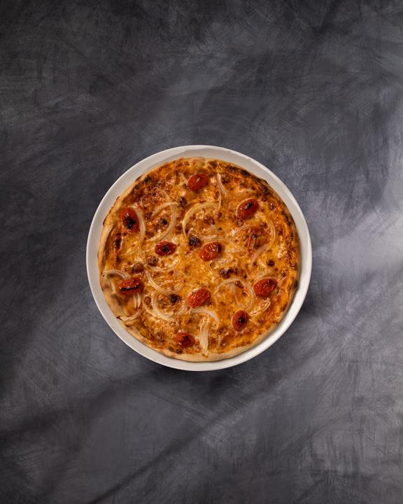 Pizza du jour, tomates cerises confites
