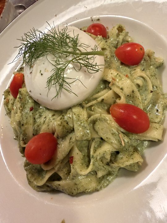 Tagliolini Pistacchio e Garnelen
